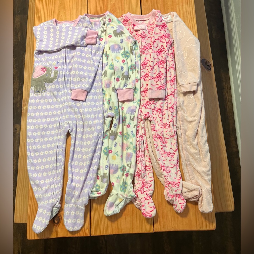 4 Cozy toddler Pajama Footies Set - 2t and 3t